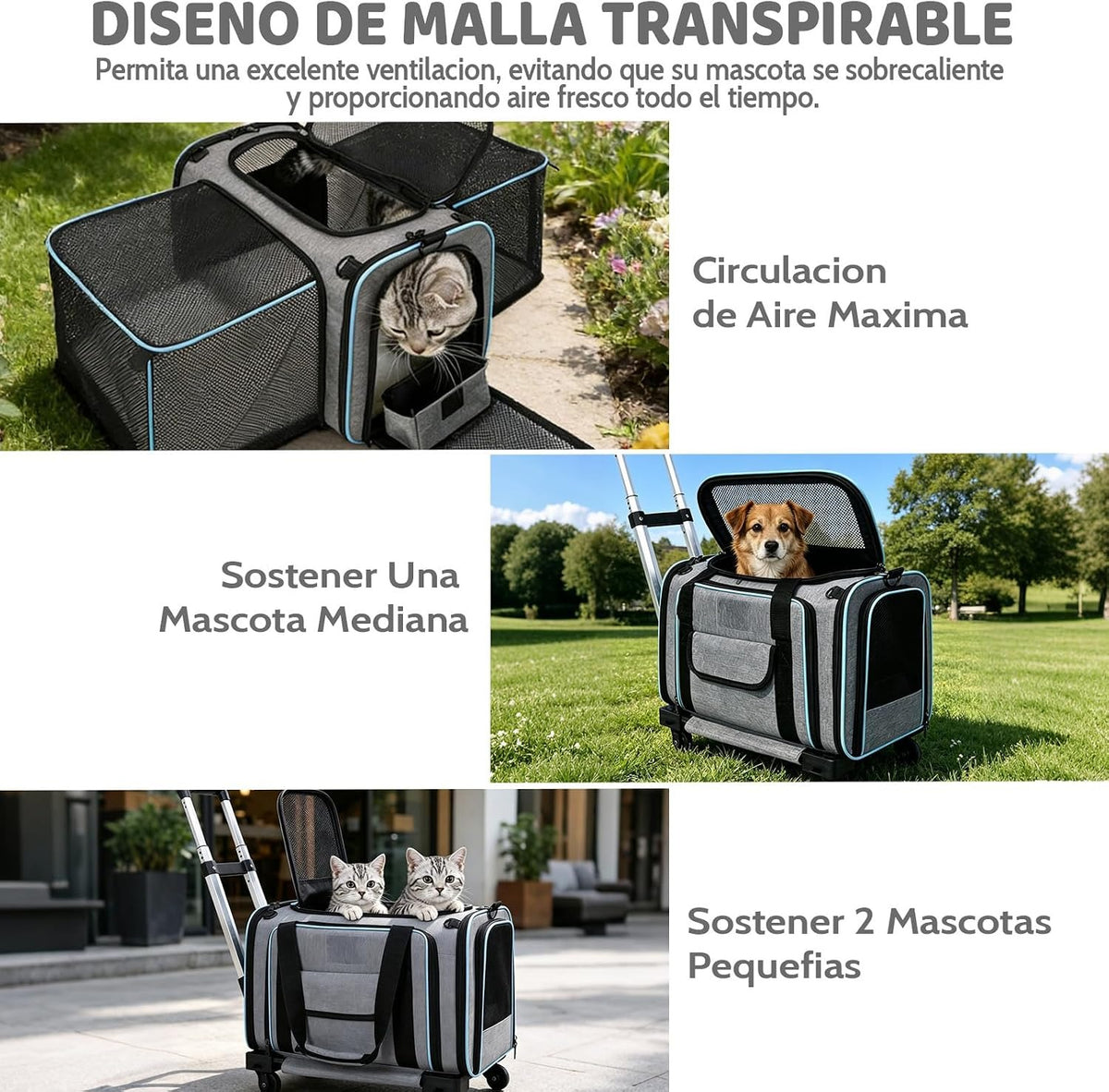 Transportadora Para Perros Con Ruedas,Expandible Jaula Transportadora Para Gato