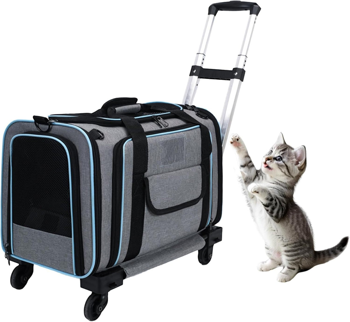 Transportadora Para Perros Con Ruedas，Expandible Jaula Transportadora Para Gato