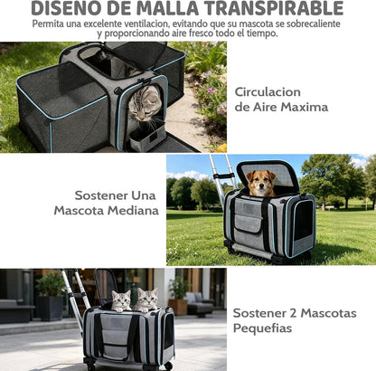 Transportadora Para Perros Con Ruedas，Expandible Jaula Transportadora Para Gato