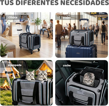 Transportadora Para Perros Con Ruedas，Expandible Jaula Transportadora Para Gato